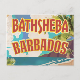 Bathsheba Barbados vintage vakantie reisposter Briefkaart