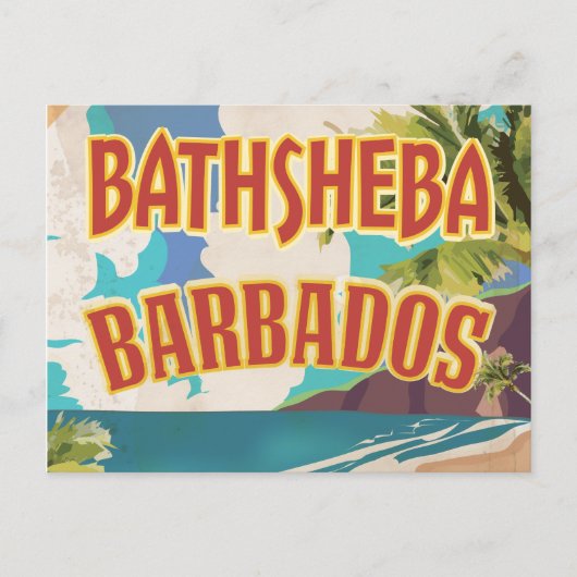 Bathsheba Barbados vintage vakantie reisposter Briefkaart (Voorkant)