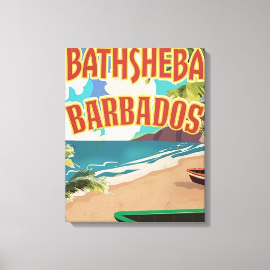 Bathsheba Barbados vintage vakantie reisposter Canvas Afdruk (Voorkant)
