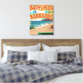Bathsheba Barbados vintage vakantie reisposter Canvas Afdruk (Insitu (Slaapkamer))