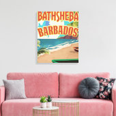 Bathsheba Barbados vintage vakantie reisposter Canvas Afdruk (Insitu (Woonkamer))