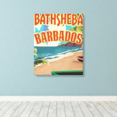 Bathsheba Barbados vintage vakantie reisposter Canvas Afdruk (Insitu (Houten vloer))