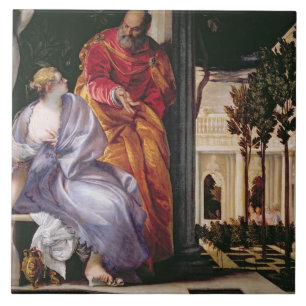 Bathsheba Bathing, c.1575 (olie op canvas) Tegeltje