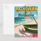 Bathsheba Beach Barbados vakantieposter Briefkaart (Voorkant / Achterkant)