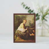 Bathsheba in haar toilet gezien door koning David. Briefkaart (Staand voorkant)