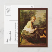 Bathsheba in haar toilet gezien door koning David. Briefkaart (Voorkant / Achterkant)