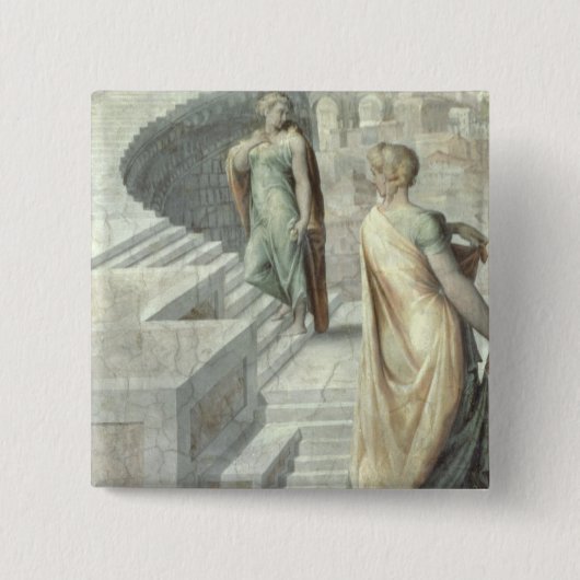 Bathsheba Visiting David, c.1553 Vierkante Button 5,1 Cm (Voorkant)