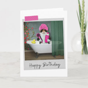 Bathtime Calico Cat Funny Birthday Card Kaart