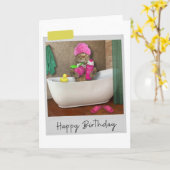 Bathtime Cat Funny Birthday Card Kaart (Gele Bloem)