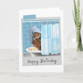 Bathtime Cat Funny Birthday Card Kaart (Voorkant)