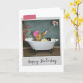 Bathtime Selfie Cat Funny Birthday Card Kaart (Gele Bloem)