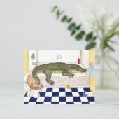 Bathtub Alligator Briefkaart (Staand voorkant)