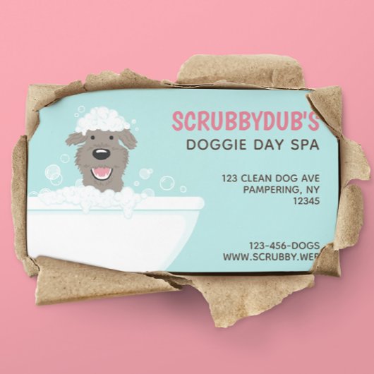 Bathtub Dog | Dog Wash | Dog Groomer Visitekaartje