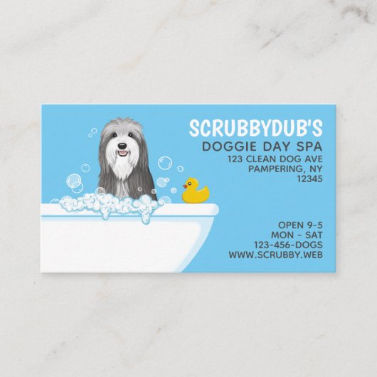 Bathtub Dog | Pet Grooming | Gedekte Collie Busine Visitekaartje (Voorkant)