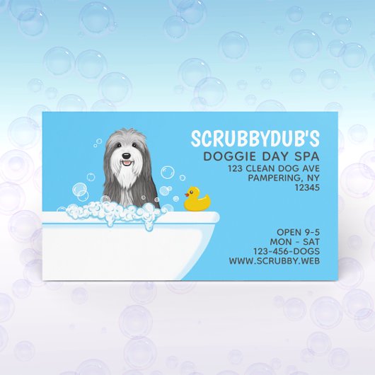 Bathtub Dog | Pet Grooming | Gedekte Collie Busine Visitekaartje