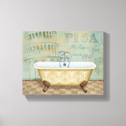 Bathtub en de Leaning Tower van Pisa Canvas Afdruk (Voorkant)