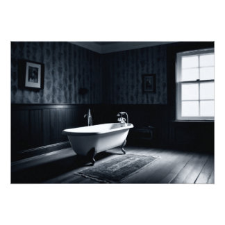 Bathtub in a dark room with ambient lighting foto afdruk