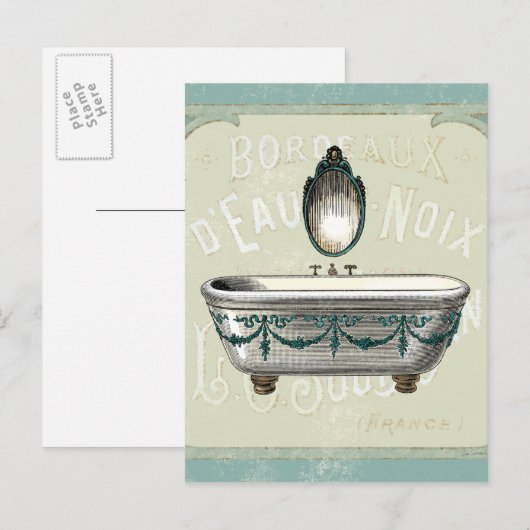  bathtub met spiegelbeeld briefkaart (Voorkant / Achterkant)