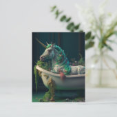 Bathtub Unicorn Briefkaart (Staand voorkant)