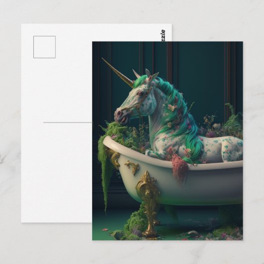Bathtub Unicorn Briefkaart (Voorkant / Achterkant)