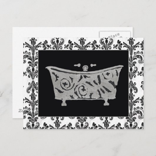 Bathtub, zwart en wit briefkaart (Voorkant / Achterkant)