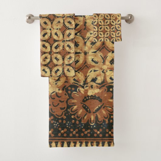 Batik aardse koffieboon Elegant Rustiek Rugged Bad Handdoek (Insitu)