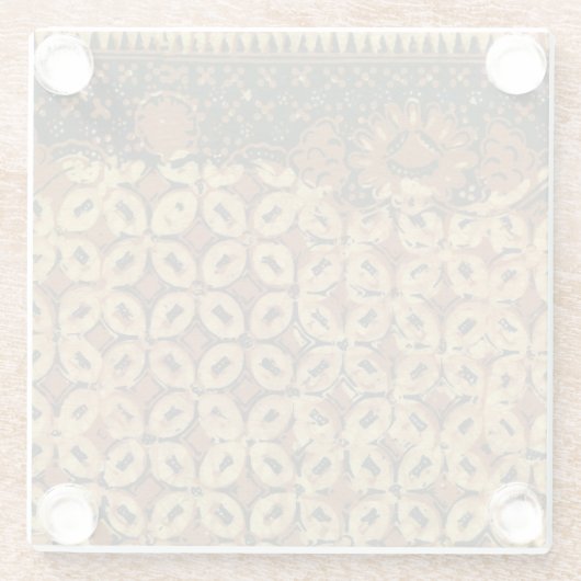 Batik aardse koffieboon Elegant Rustiek Rugged Glazen Onderzetter (Achterkant)