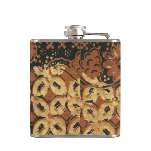 Batik aardse koffieboon Elegant Rustiek Rugged Heupfles (Achterkant)