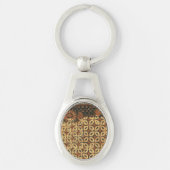 Batik aardse koffieboon Elegant Rustiek Rugged Sleutelhanger (Voorkant)