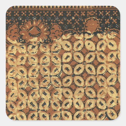 Batik aardse koffieboon Elegant Rustiek Rugged Vierkante Sticker (Voorkant)