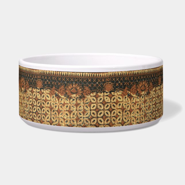 Batik aardse koffieboon Elegant Rustiek Rugged Voerbakje (Voorkant)