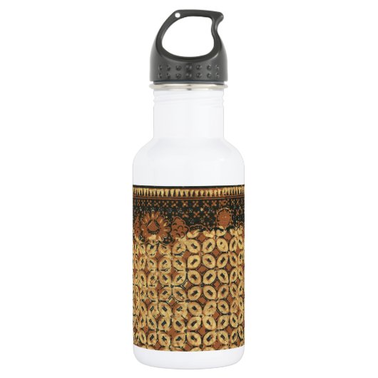 Batik aardse koffieboon Elegant Rustiek Rugged Waterfles (Voorkant)