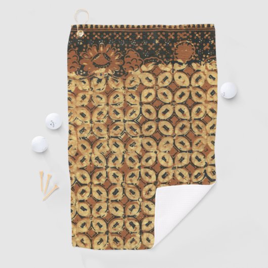 Batik Aardse Koffieboon Elegant Rustiek Ruw Golfhanddoek (Insitu)