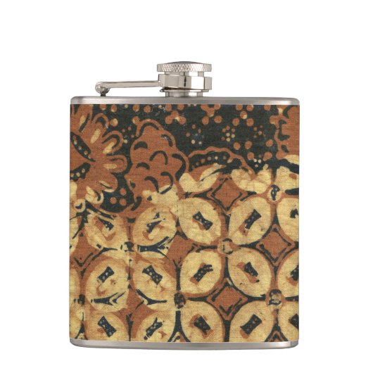 Batik Aardse Koffieboon Elegant Rustiek Ruw Heupfles (Voorkant)