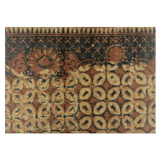 Batik Aardse Koffieboon Elegant Rustiek Ruw Snijplank (Voorkant)