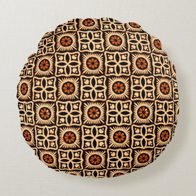 Batik abstract, naadloos textielpatroon. rond kussen (Voorkant)