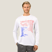 Batik-achtig Hedendaags Roze Lichtblauw Tropisch Tri-Blend Shirt (Voorkant)