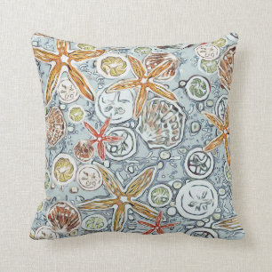 Batik Beach Starfish & Seashell Painting Kussen