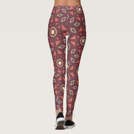 Batik Beige Bruin Minimaal Patroon Leggings (Achterkant)