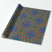 Batik Blauw Sinaasappel Minimal Pattern Cadeaupapier (Uitgerold)