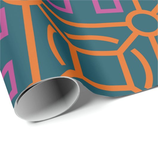 Batik Blauw Sinaasappel Minimal Pattern Cadeaupapier (Rol Hoek)