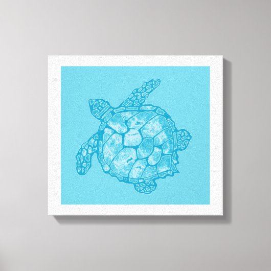 Batik Blauw Zee Schildpad Schilderij op Canvas Afdruk (Voorkant)