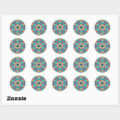 Batik bloem mandala vorm ronde sticker (Vel)