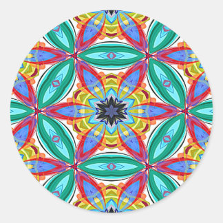 Batik bloem mandala vorm ronde sticker