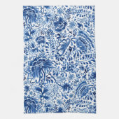Batik bloemendesign blauw en wit theedoek (Verticaal)