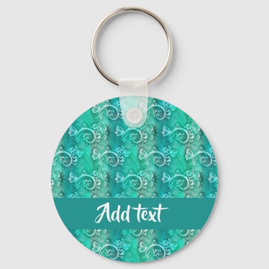 Batik blue swirls gepatterd sleutelhanger (Voorkant)