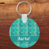 Batik blue swirls gepatterd sleutelhanger (Voorkant)