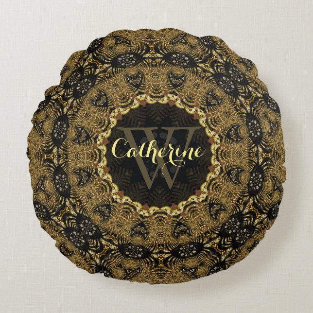 Batik Bohasia Aardse Kunsten Ronde Kussen Kussen (Voorkant)