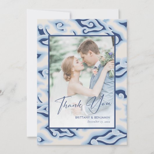  Batik bruiloft Dank u kaart Custom Foto (Voorkant)