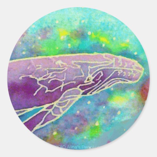 Batik Bultrug Whale Art Ronde Sticker (Voorkant)